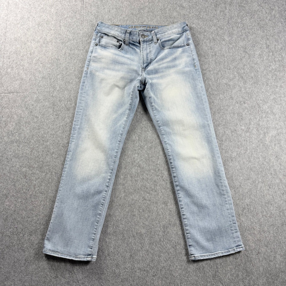 American Eagle Mens Jeans 30x28 Extreme Flex 4 Straight Leg Light Wash Blue